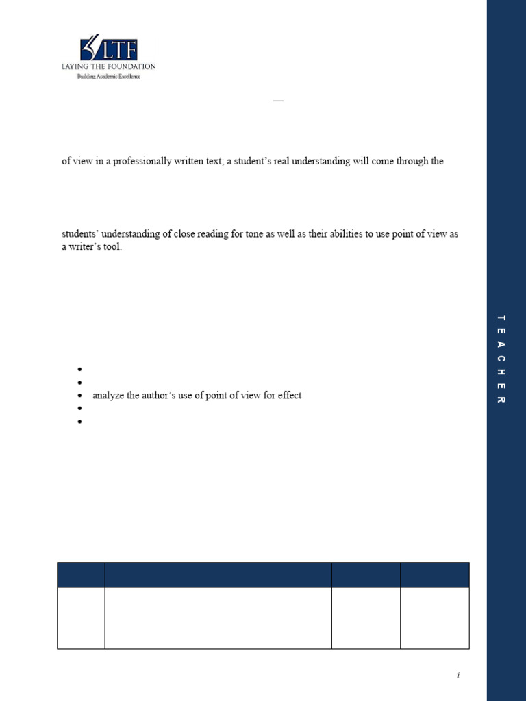Point of View Lesson and Sheets | PDF | Narration | Narrative