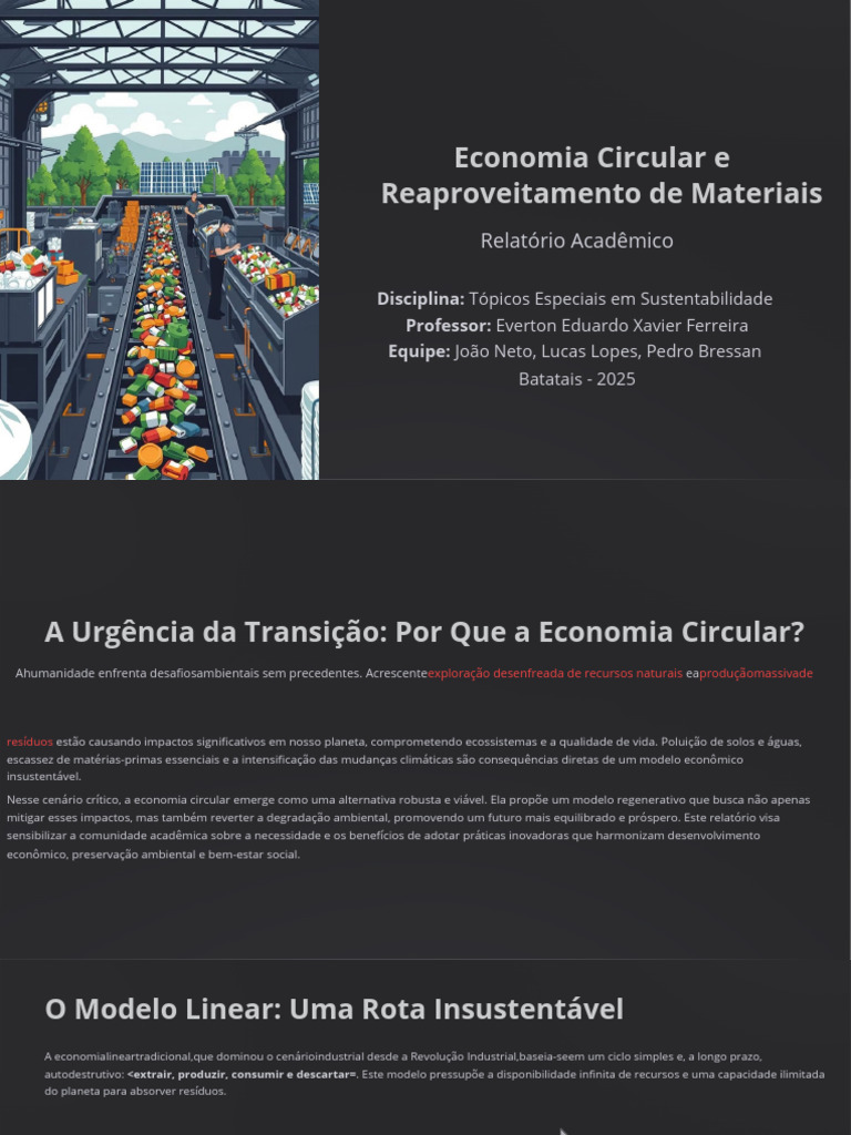 Economia Circular e Reaproveitamento Sustentável | PDF ...