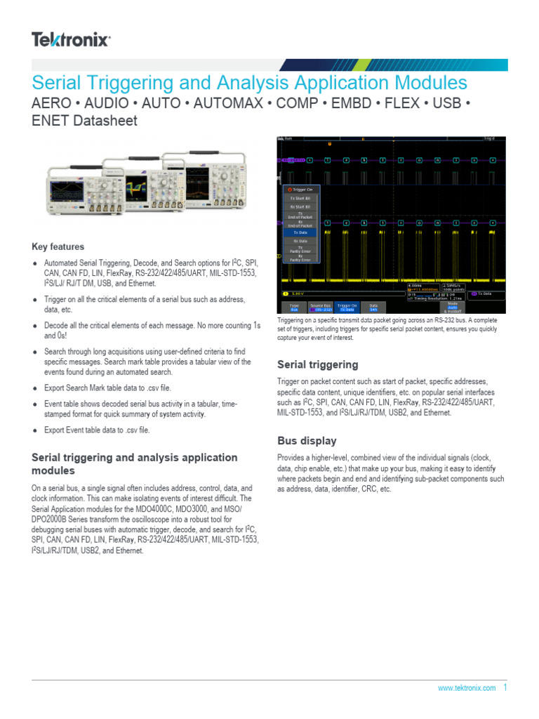 Serial Bus Triggering and Analysis Tools | PDF | Bit | Telecommunications