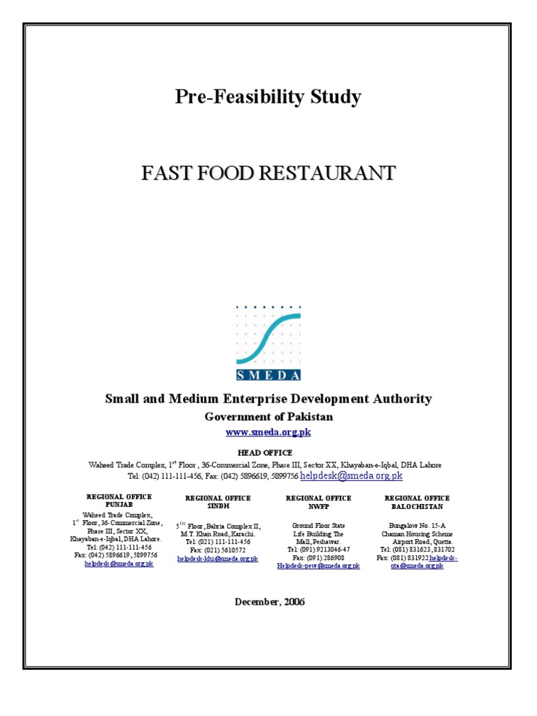 Fast Food Restaurant Pre-Feasibility Study | PDF | Fast Food ...