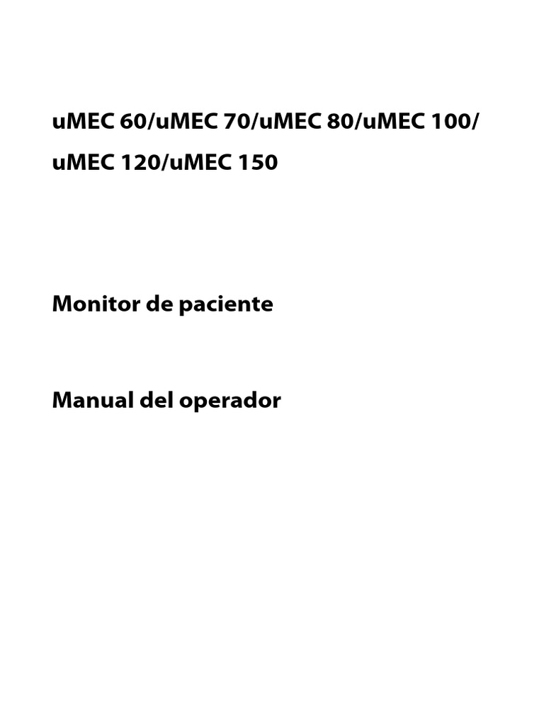 Manual del Operador para Monitores uMEC | PDF | Propiedad intelectual ...