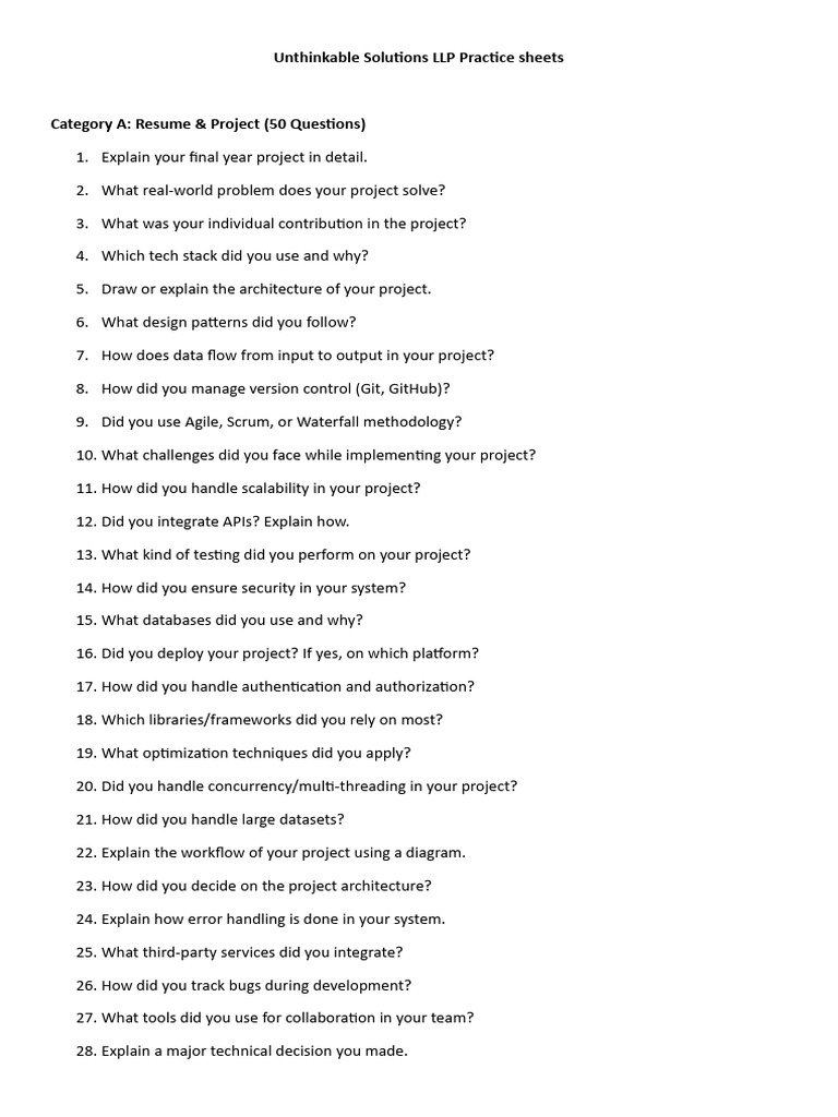 Unthinkable Solutions Coding Questions | PDF | Databases | Method ...