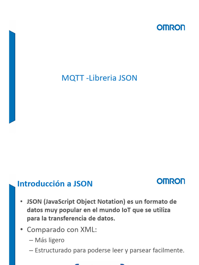 JSON en MQTT para IoT y Sysmac | PDF | Json | Xml