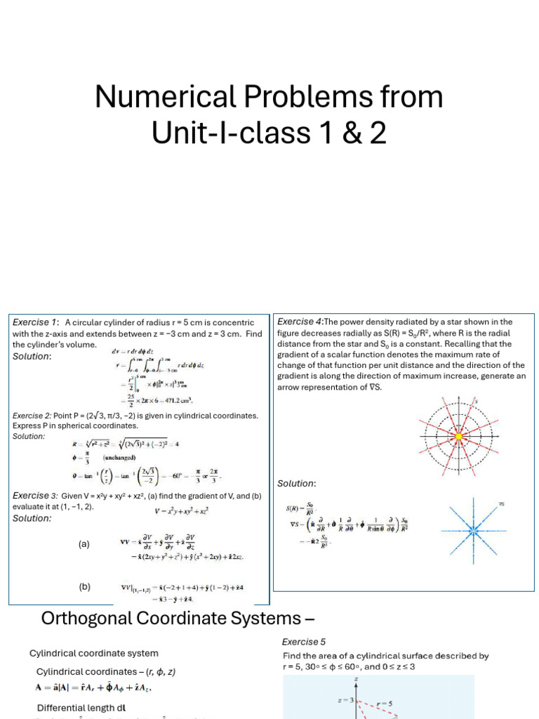 Numerical Problems From Unit-I-class 1 & 2 | PDF | Sphere | Euclidean ...