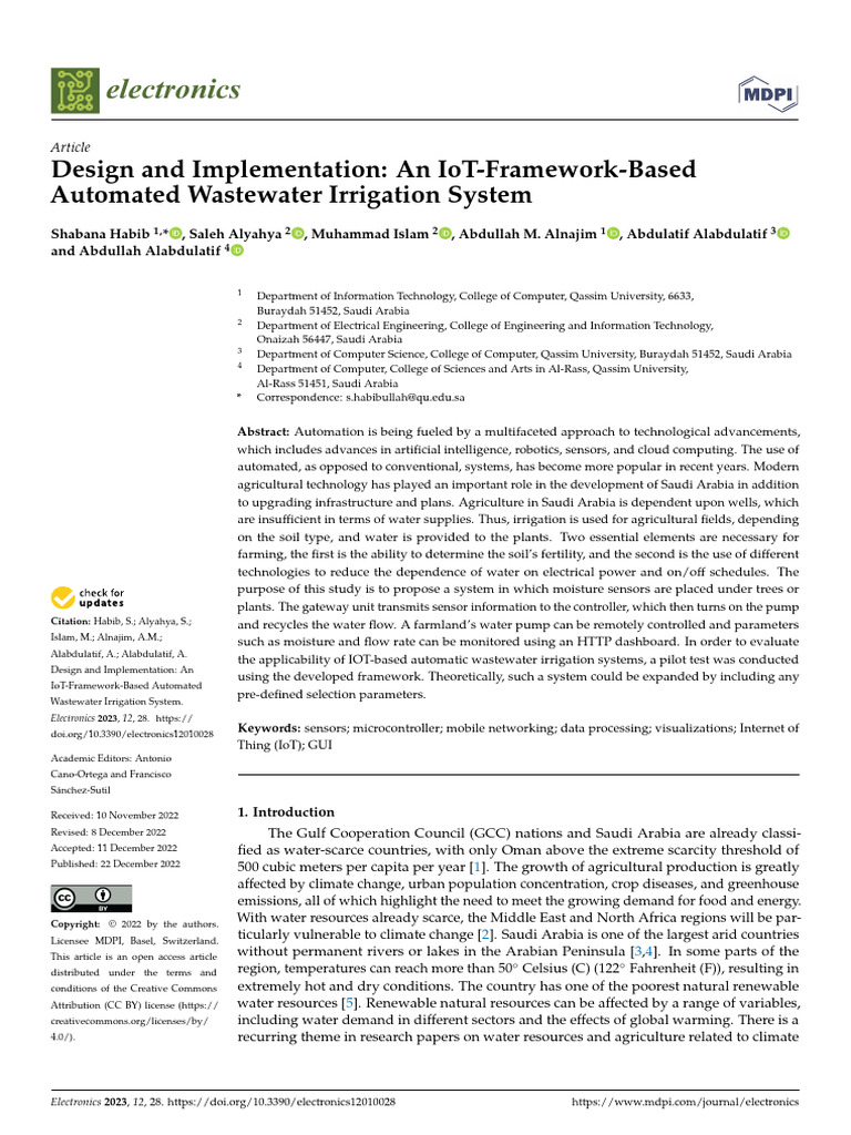 IoT-Based Automated Irrigation System | PDF | Agriculture | Internet Of ...