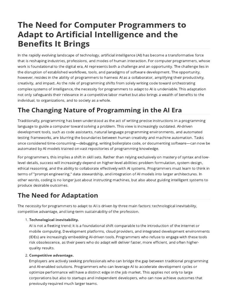 Adapting Programmers for AI Success | PDF | Artificial Intelligence ...