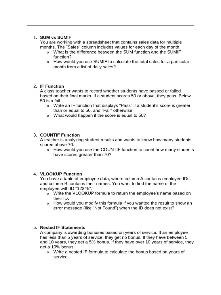 Excel Functions Guide: SUM, IF, VLOOKUP | PDF | Spreadsheet | Computer ...