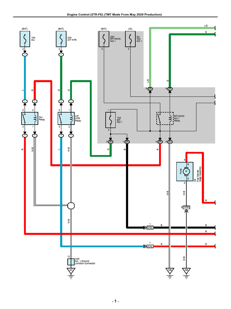 Engine Control Wiring Diagram 2TR-FE | PDF | Fuels | Rotating Machines
