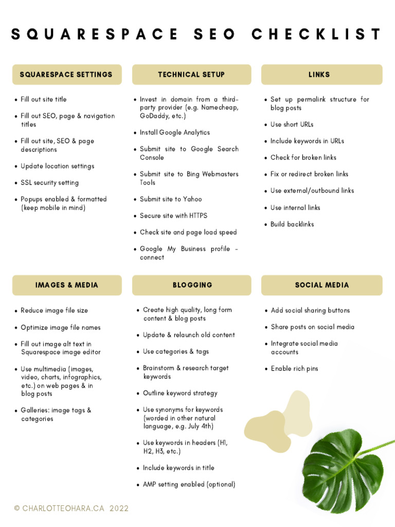 Squarespace SEO Checklist 2022 | PDF | Search Engine Optimization ...