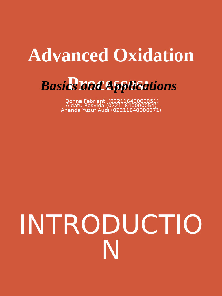 Advanced Oxidation Processes Overview | PDF | Applied And ...