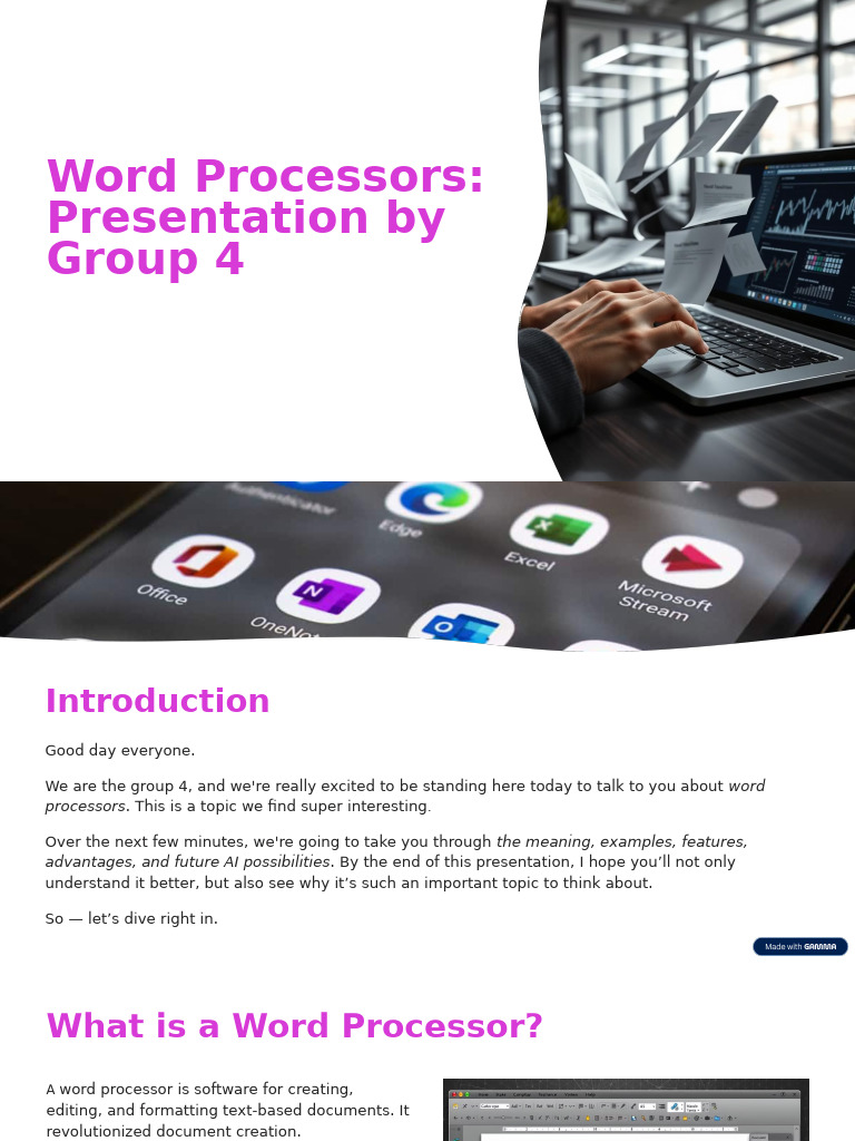 Word Processors Presentation by Group 4 | PDF | Word Processor ...