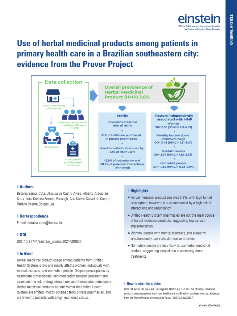 Herbal Product Use in Brazilian Healthcare | PDF | Pharmacy | Sample ...