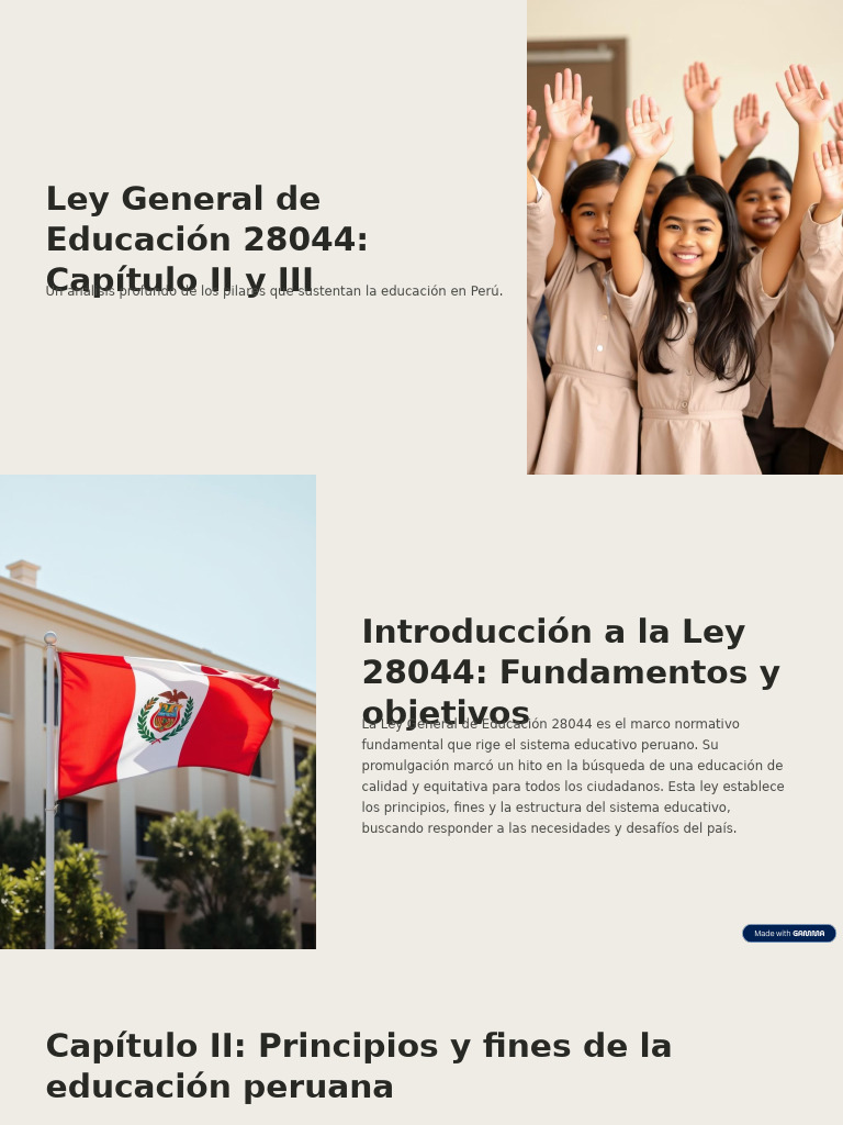 Ley General de Educacion 28044 Capitulo II y III | PDF | Educación ...