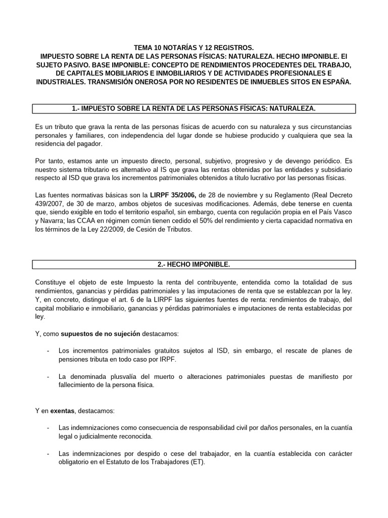 Impuesto sobre la Renta de Personas Físicas | PDF | Impuestos | Salario