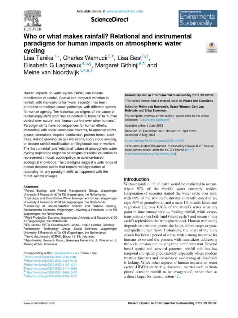 Human Impacts on Rainfall Dynamics | PDF | Precipitation | Rain