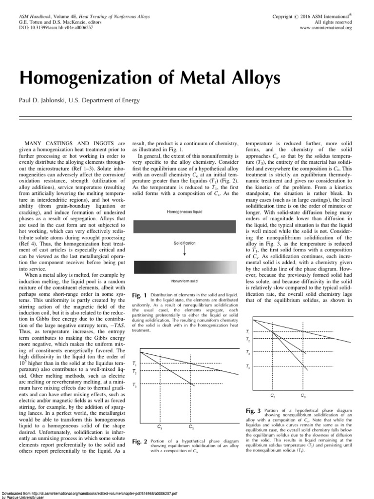 Metal Alloy Homogenization Process | PDF | Heat Treating | Alloy