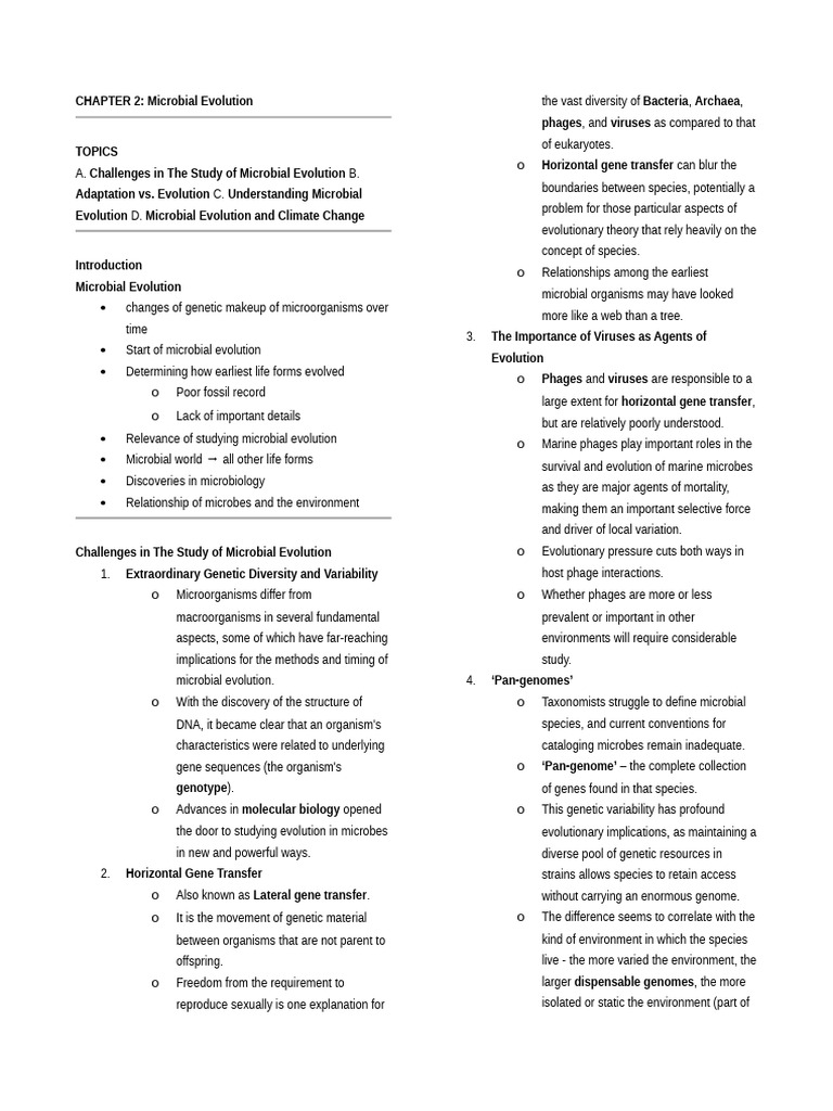 Microbial Evolution: Key Concepts and Challenges | PDF | Evolution ...