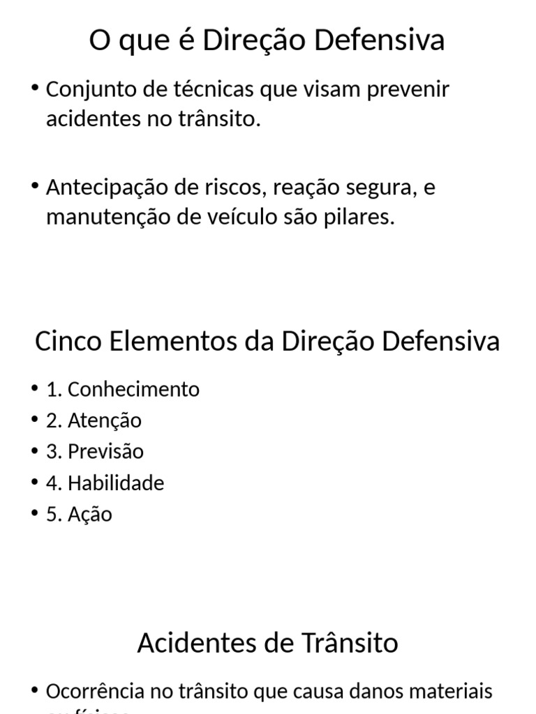 Direcao Defensiva Resumo | PDF | Tráfego | Acidentes de trânsito