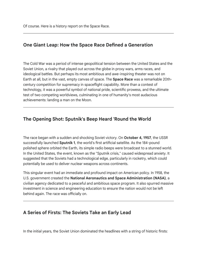 How The Space Race Defined A Generation PDF Apollo 11 Space Race