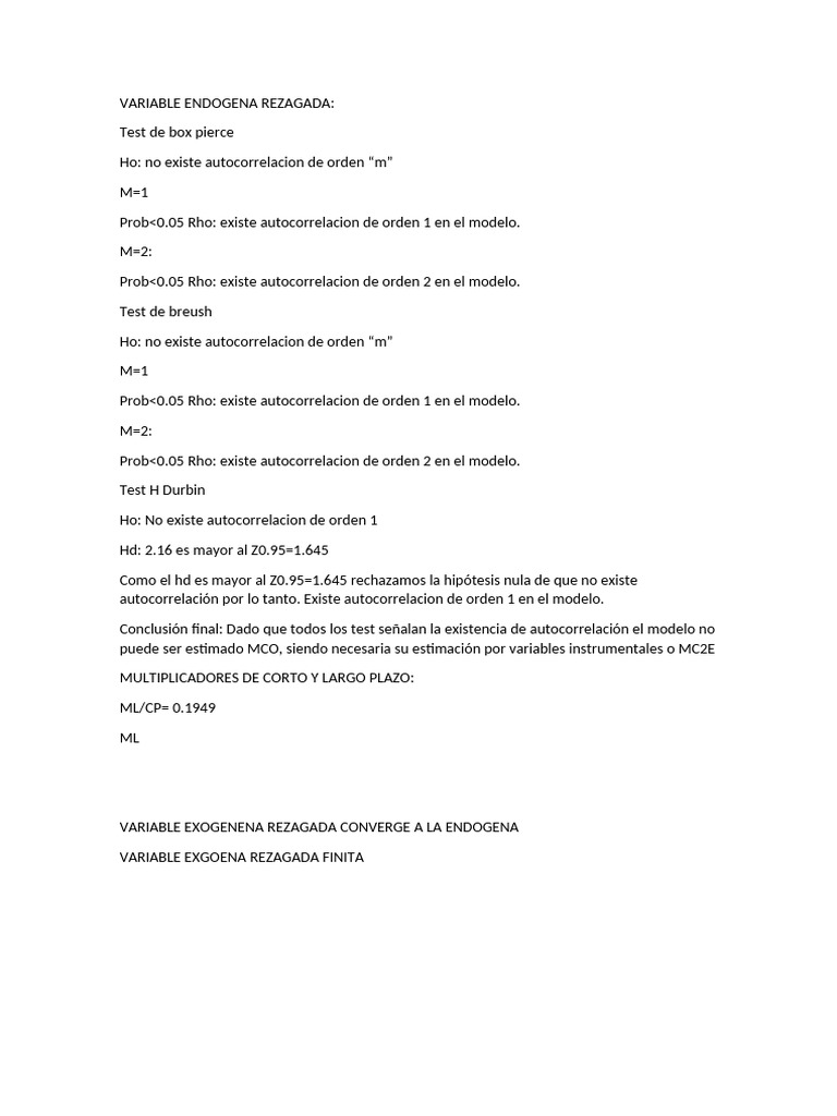 Variable Endogena Rezagada-Morocho | PDF