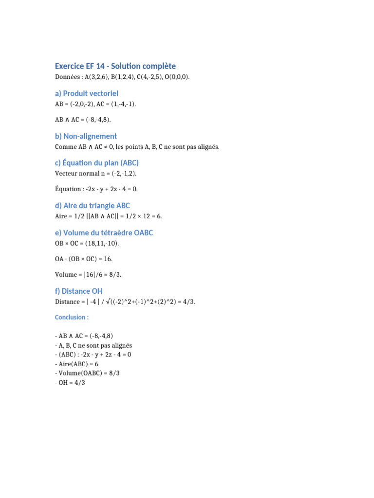 Solution exercice EF 14 : géométrie 3D | PDF