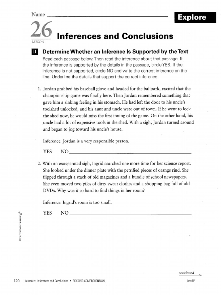 Inference Exercises - Worksheet 1 | PDF