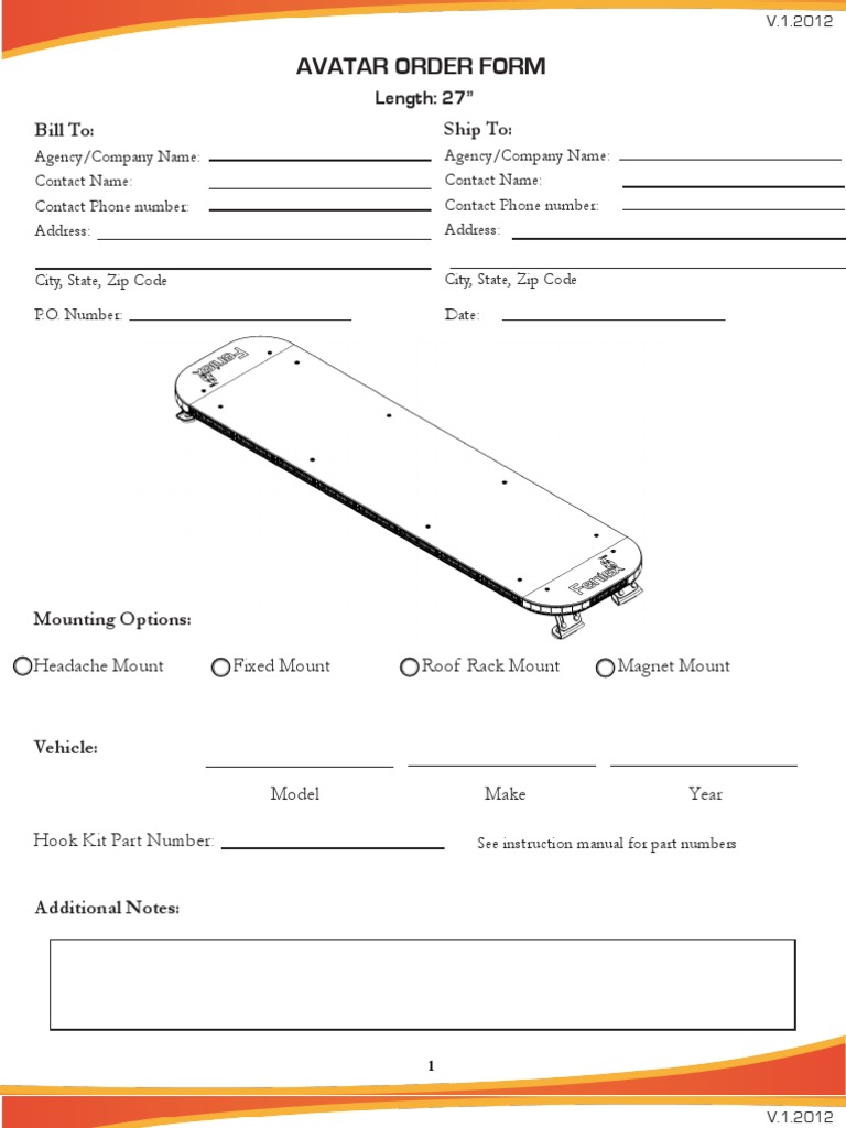 Avatar Order Form | PDF | Automotive Industry | Cars Of The United States