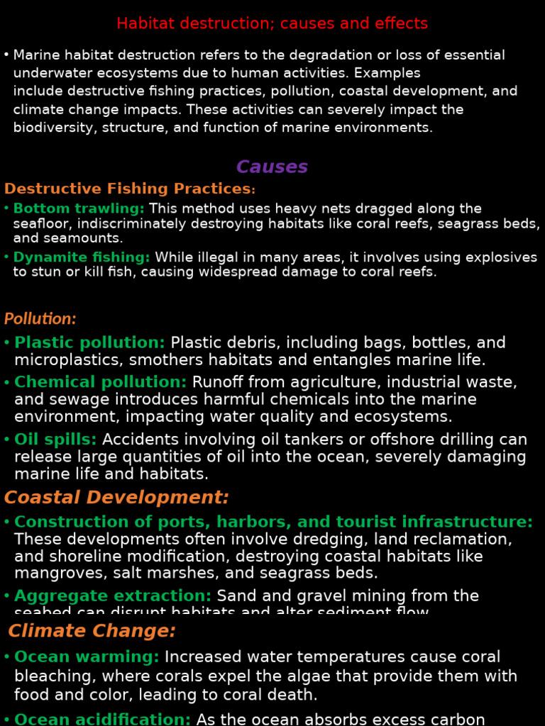 Causes and Effects of Marine Habitat Destruction | PDF | Habitat ...