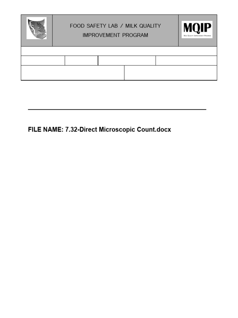 Direct Microscopic Count SOP for Milk | PDF | Staphylococcus | Bacillus