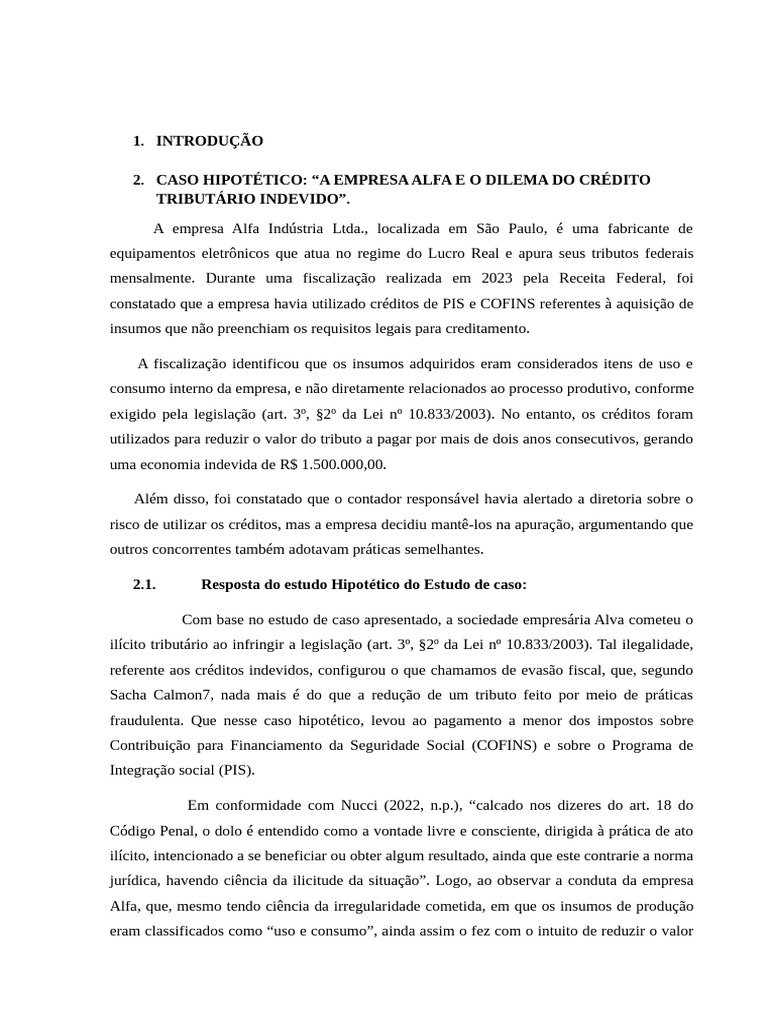 Evasão Fiscal: Caso da Empresa Alfa | PDF | Crimes | Crime e Violência
