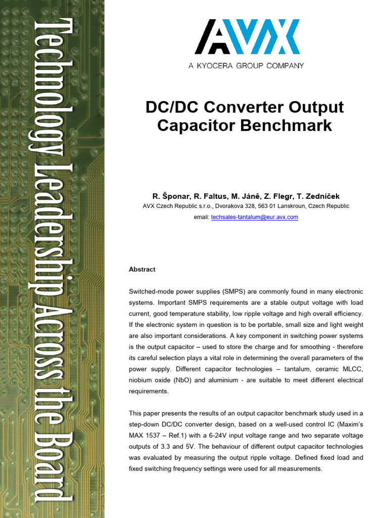 DC DCConverterCapBenchmark | PDF | Capacitor | Power Supply