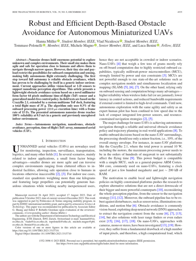 Depth-Based Obstacle Avoidance for UAVs | PDF | Unmanned Aerial Vehicle ...