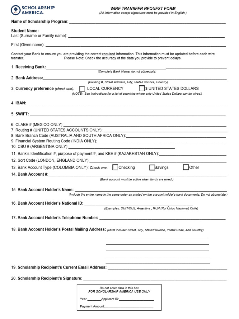 Wire Form | PDF | Wire Transfer | Identity Document