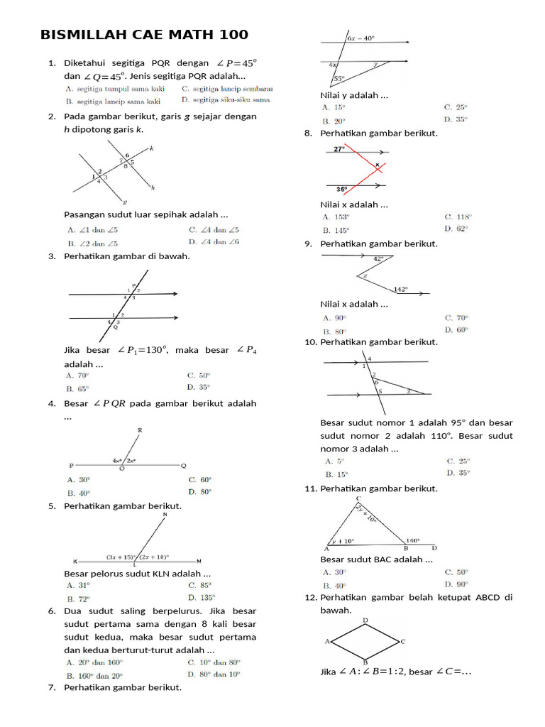Bismillah Cae Math 100 | PDF