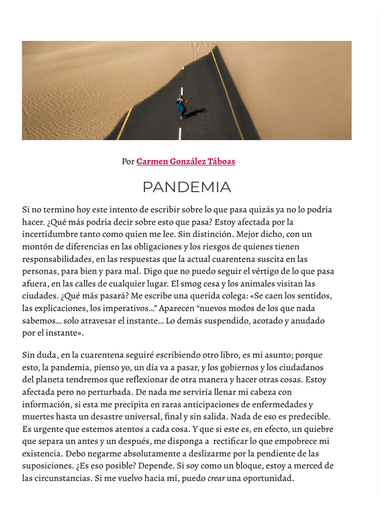 Reflexiones sobre la Pandemia y el Ser | PDF