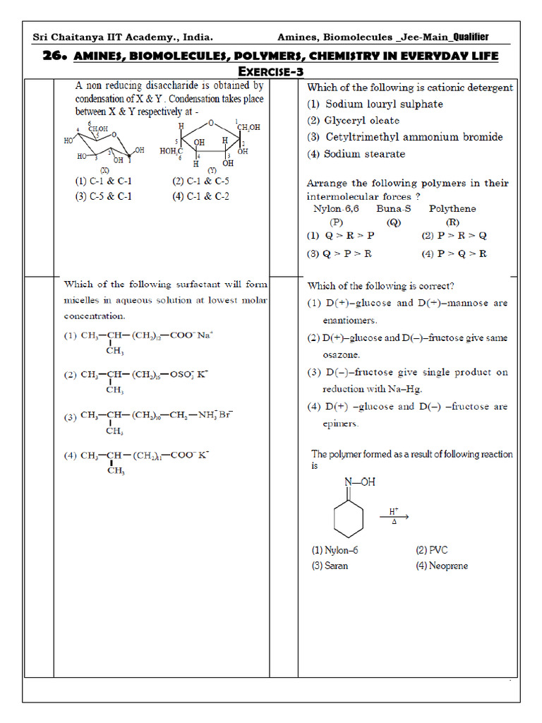 Amines and Biomolecules Exercise Guide | PDF | Chess Theory | Chess