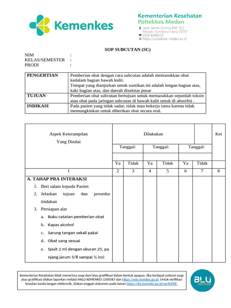 Sop Injeksi SC | PDF