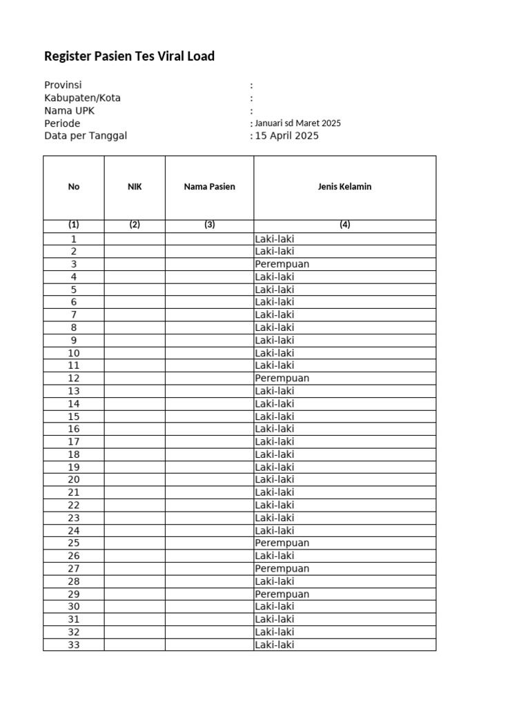 Contoh Register VL | PDF