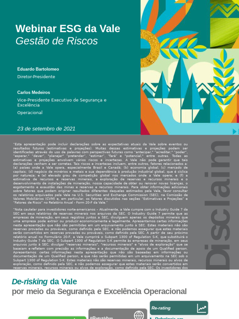 Gestão de Riscos e ESG na Vale | PDF | Comissão de Valores Mobiliários ...