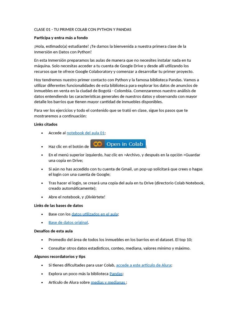 Primer Colab con Python y Pandas | PDF | Informática