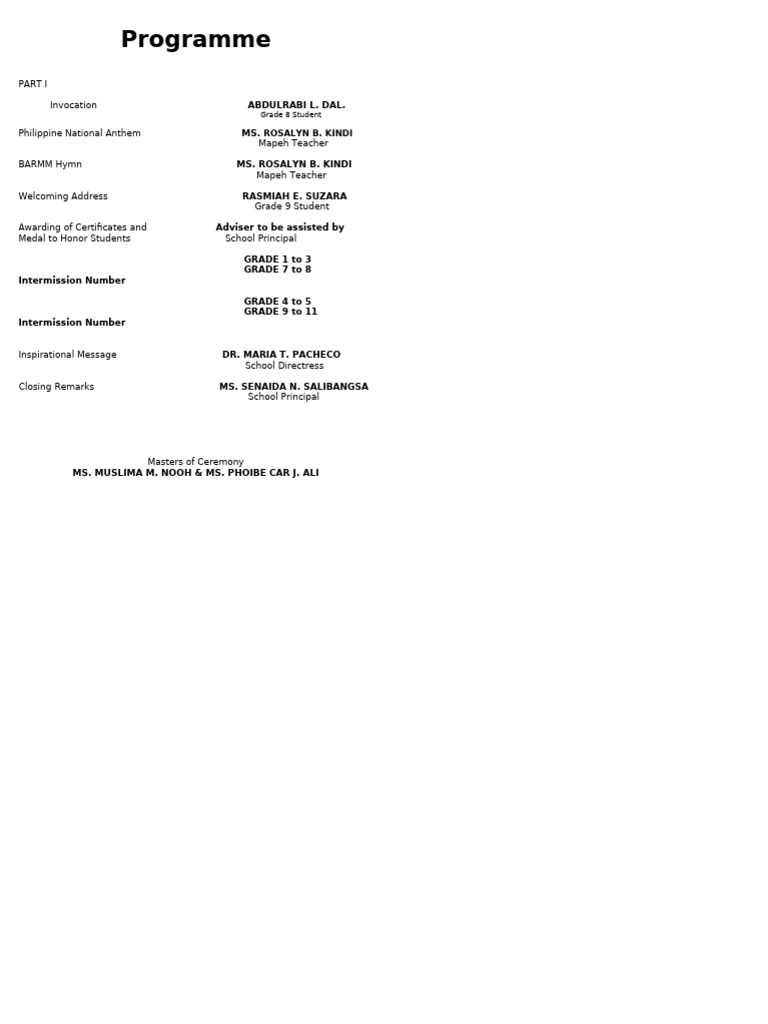 Academic Awards Ceremony Program | PDF