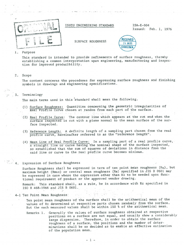 ISA-E-004 Surface Roughness | PDF