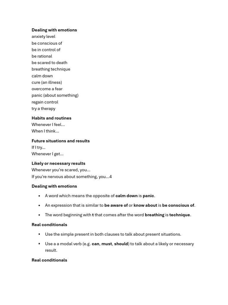 Dealing with emotions | PDF | Anxiety | Prosthesis