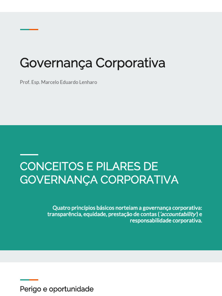 Princípios da Governança Corporativa | PDF | Governança corporativa ...