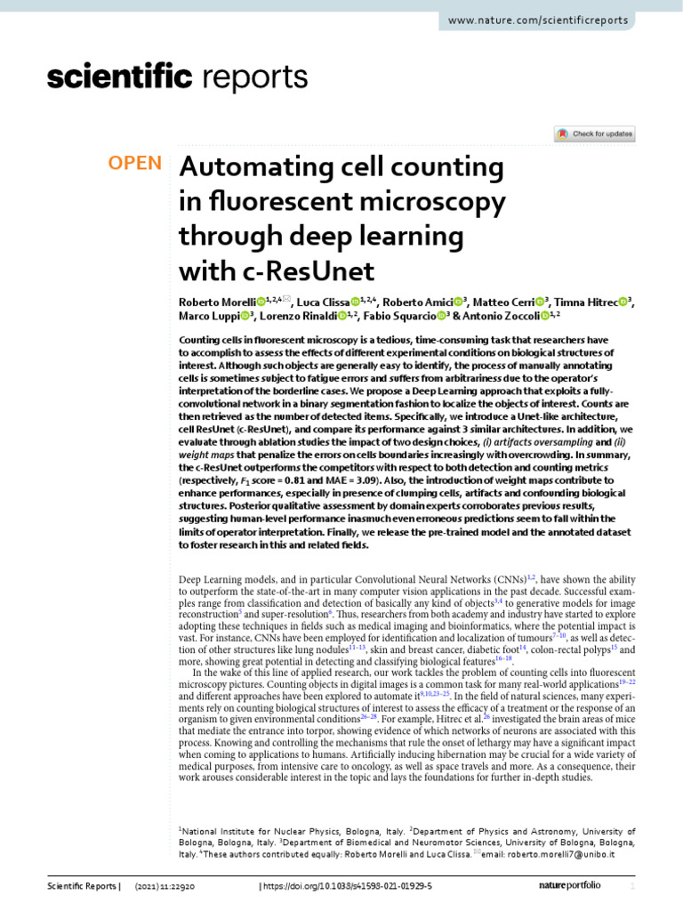 Deep Learning for Cell Counting in Microscopy | PDF | Image ...
