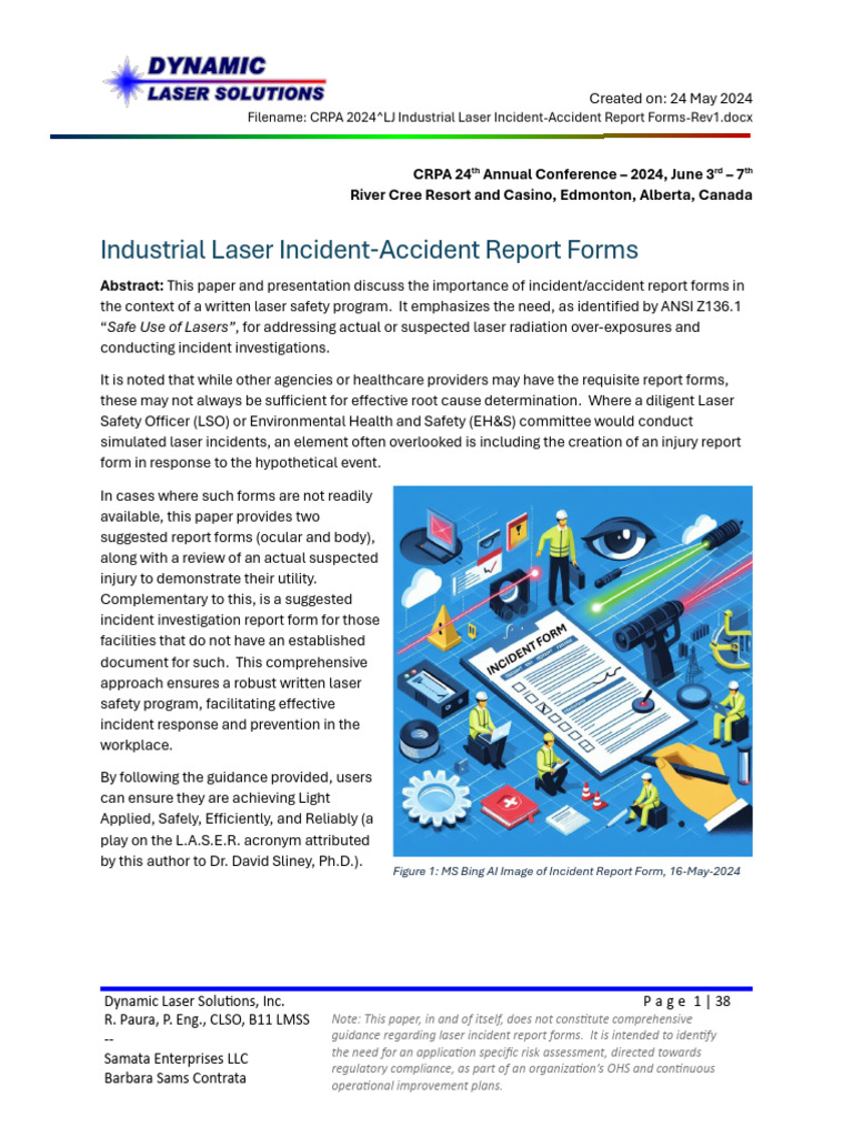 CRPA 2024 - Industrial Laser Incident-Accident Report Forms-Rev1 | PDF ...