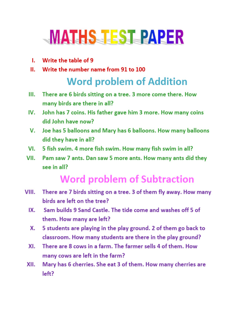 Math Word Problems for Kids | PDF
