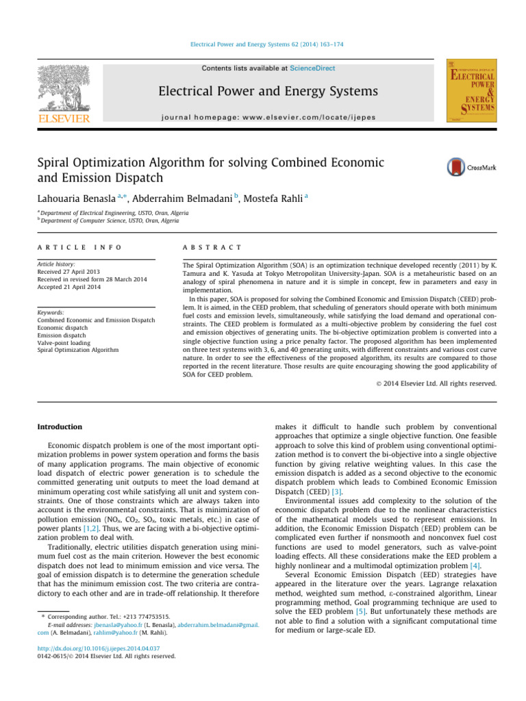 Spiral Optimization for Economic Emission Dispatch | PDF | Mathematical ...