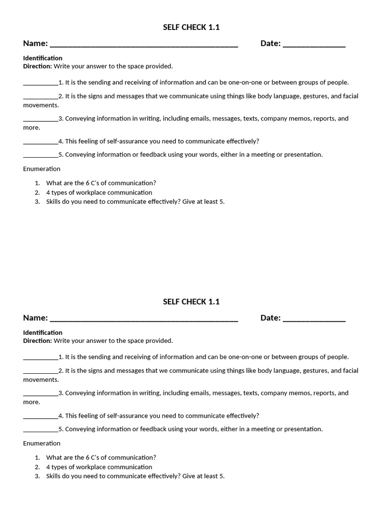 Self Check 1 | PDF
