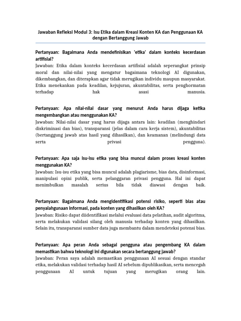 Etika dalam Penggunaan Kecerdasan Buatan | PDF